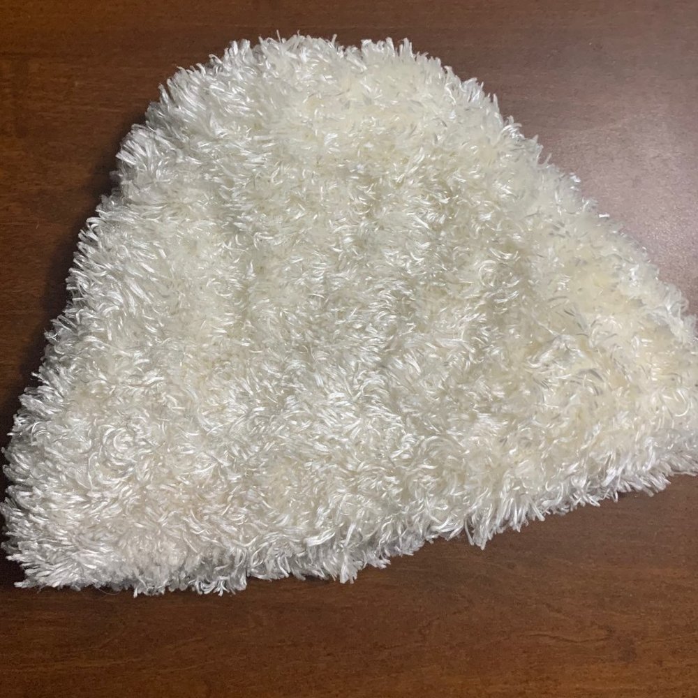 Soft white winter fuzzy Womens hat beanie Slouchy